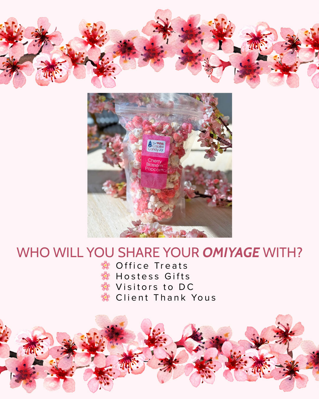 Who will you share your Omiyage with?  Office Treats, Hostess Gifts, visitors to DC, Client Thank Yous