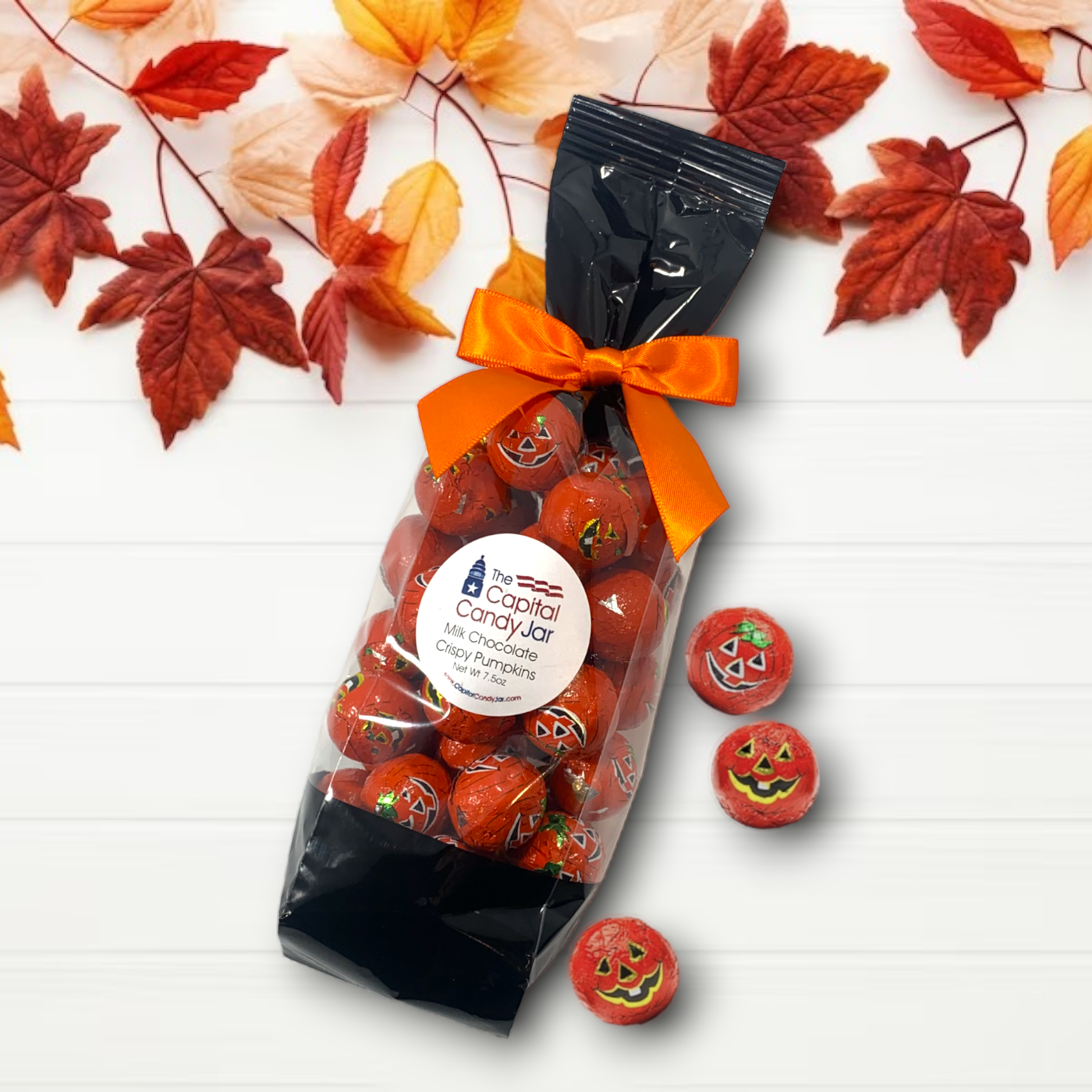 Foil Wrapped Milk Chocolate Crispy Pumpkin Balls (7oz Bag)