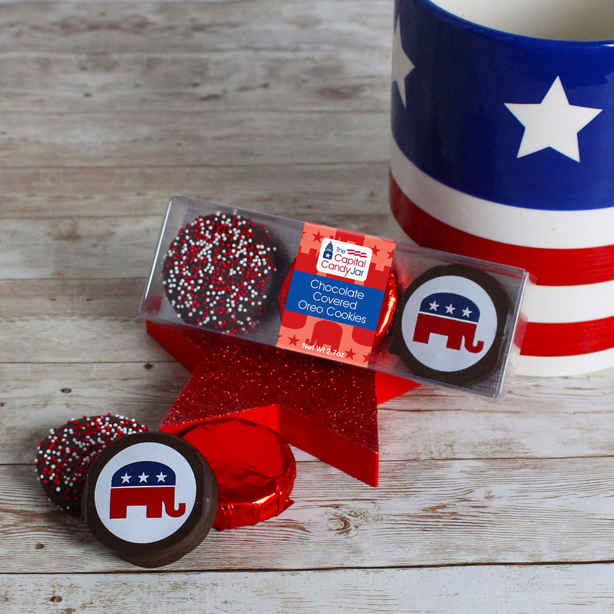 Chocolate Covered OREO® Cookies-Republican – Capital Candy Jar