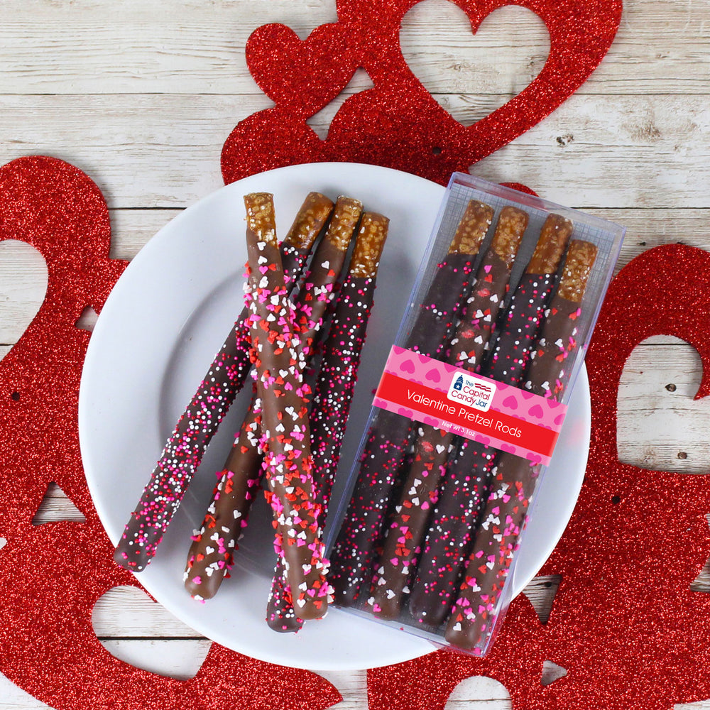 Chocolate Covered Pretzel Rods-Valentine(4 Pretzels)